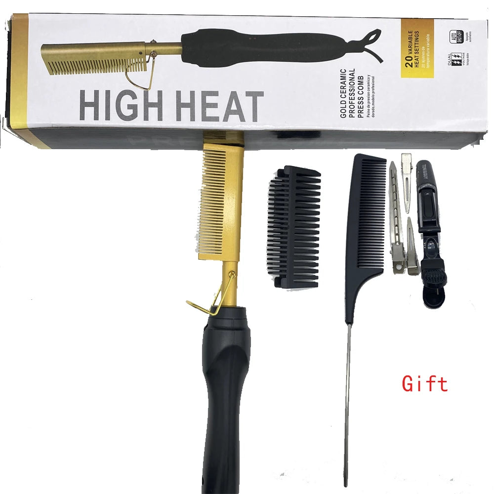 1 set of Hot Comb Hair Straightener Brush Hot Comb Pressing Electric Heat electric hair brushes Styling Tools