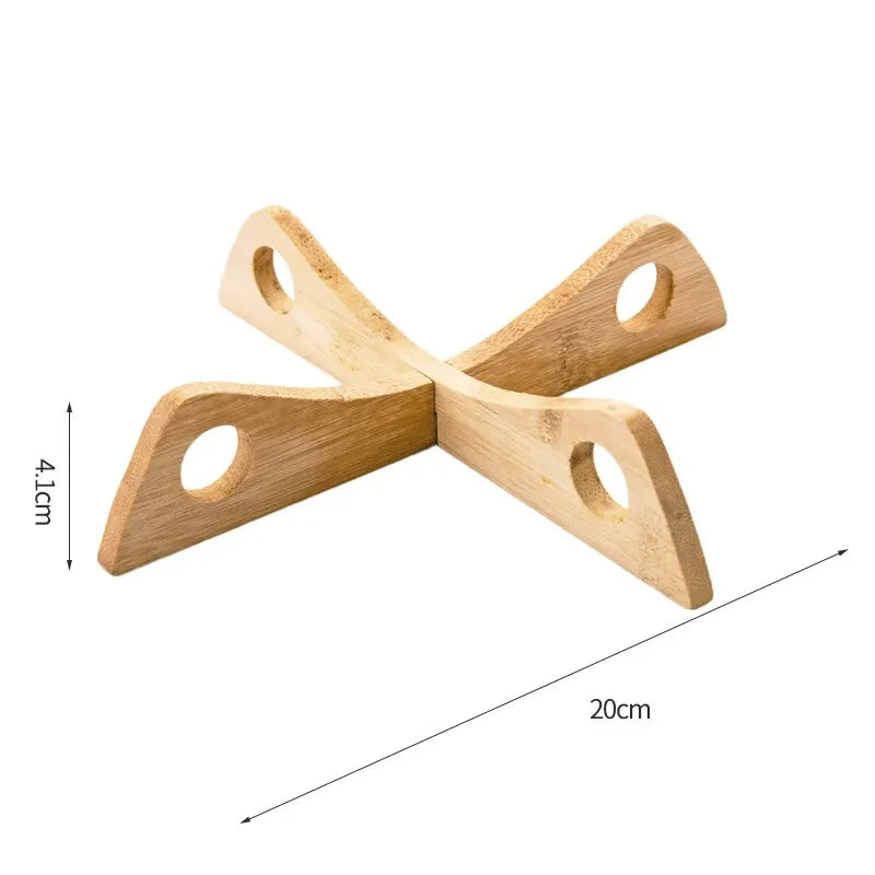 Cross Tray Holder Wooden Removable Table Mat Anti-Heat Steam Table Mat Household Kitchen Anti-Slip Wooden Mat Gadget