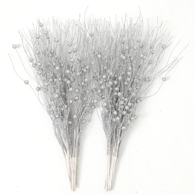 5Pcs Glitter Artificial Berry Bouquet Christmas Tree Ornament for Home Decor New Year 2026 Navidad DIY Wreath Gifts Accessories