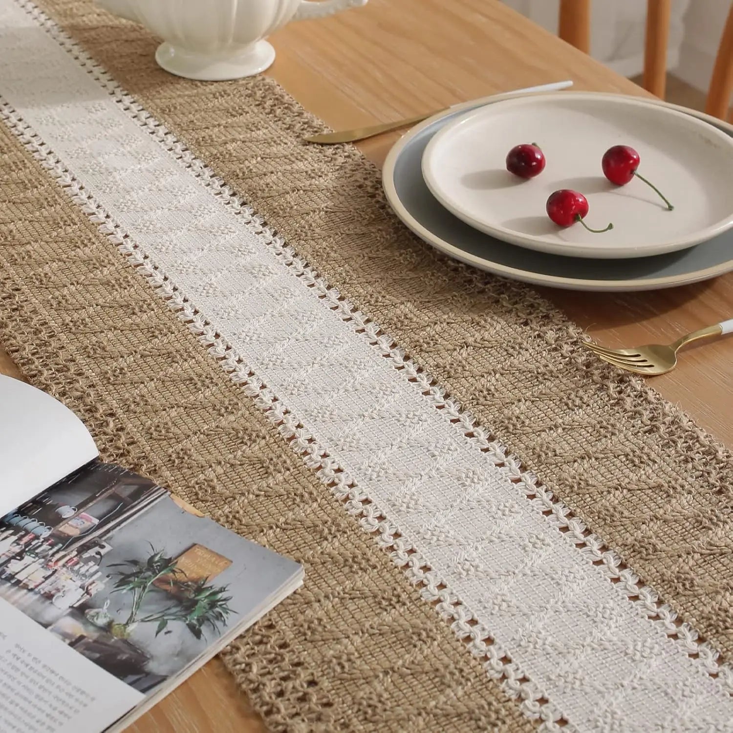 Boho Table Runner for Home Decor,Farmhouse Stripe Table Runner Collection,72 Inches Long Table Runner for Wedding Party Holiday