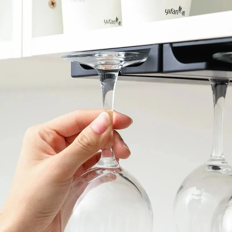 Kitchen Cabinet Free Punching Holder Wine Glass Rack Multi-Function Goblet Classification up Organizer Hanging Holder Shelf