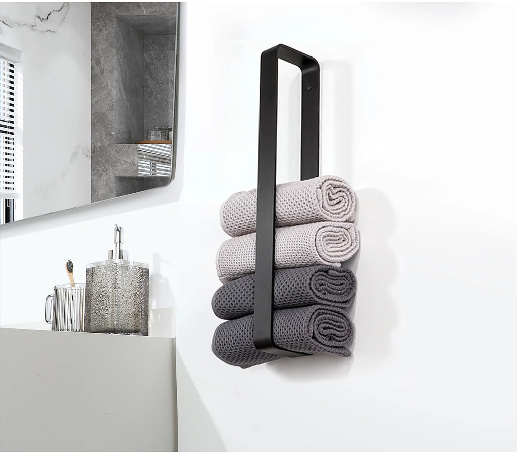 Bathroom Towel Rack Towel Holder 20/30/40CM Black Towel Bar No drill Wall Mount Stainless Steel Kitchen Cabinet Storage