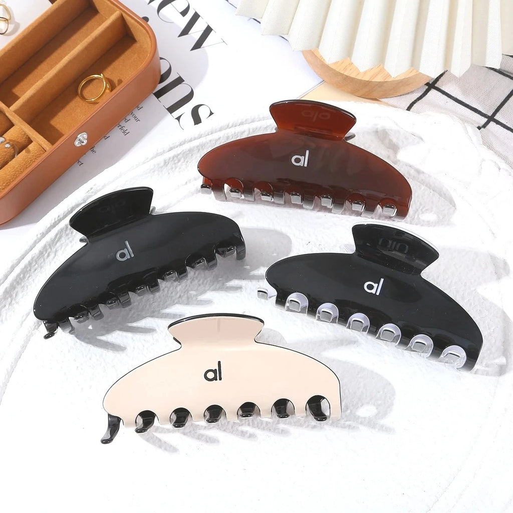 AL Double Ear Hollow-out Design with Vinegar Acid Grab Clip Women's Hair Clip for Top Hair Buns and Ponytails