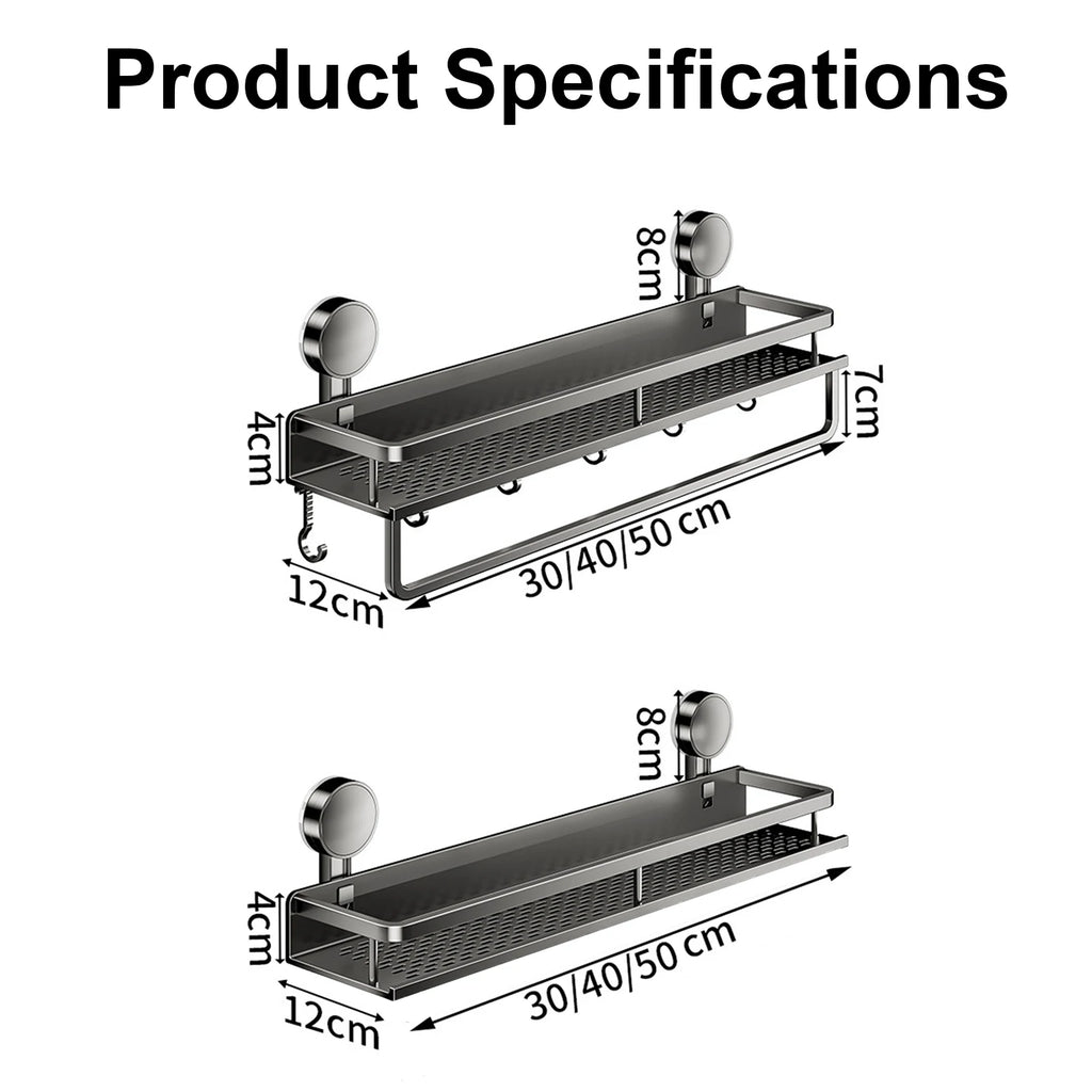 Suction Cup Bathroom Rack Bathroom Shelf Toilet Space Aluminum No Drill Hanging Rack Bathroom Organizer Hang On the Wall