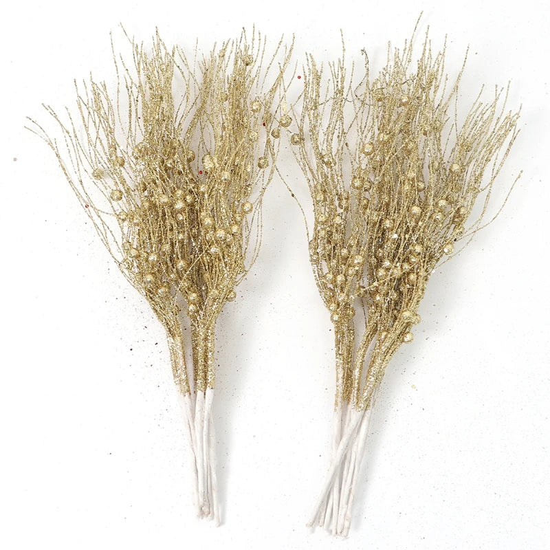 5Pcs Glitter Artificial Berry Bouquet Christmas Tree Ornament for Home Decor New Year 2026 Navidad DIY Wreath Gifts Accessories