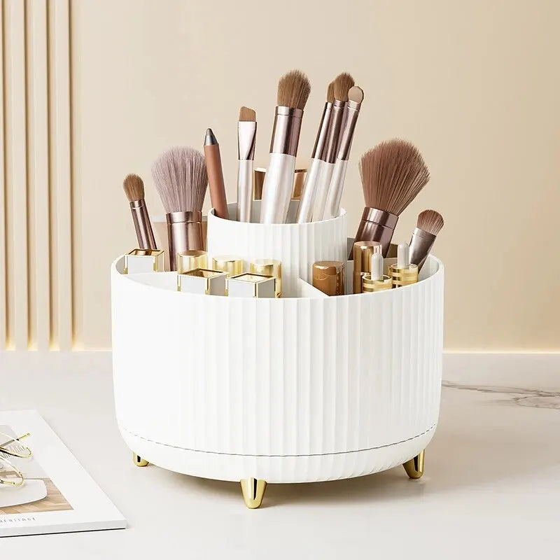 Rotating Makeup Brush Organizer 360 Degree Spinning Storage Box Cosmetic Brush Holder Desktop Organizer Pen Pencil Container