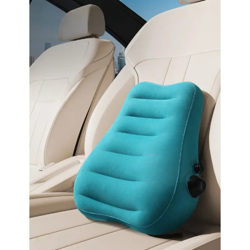 Ergonomic Inflatable Lumbar Support Pillow - Press Type Cushion, Enhances Back Comfort for Long-distance Flights & Daily Use