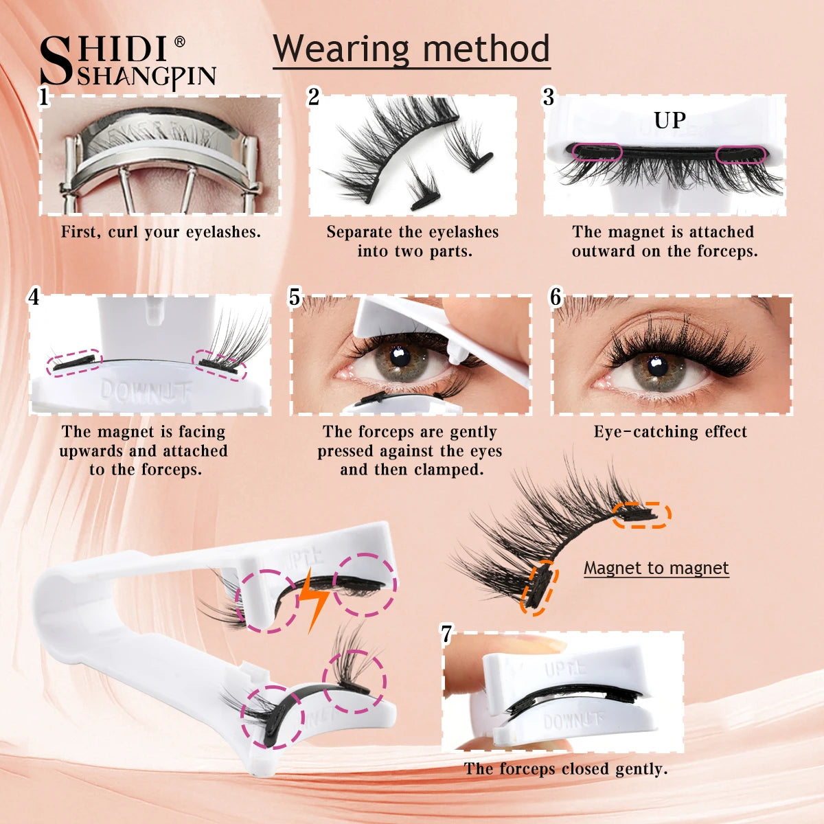 Magnetic Lashes Kit With Curler 10 pairs Reusable Fluffy Natural Magnetic Mink False Eyelashes Waterproof No Glue Needed Makeup