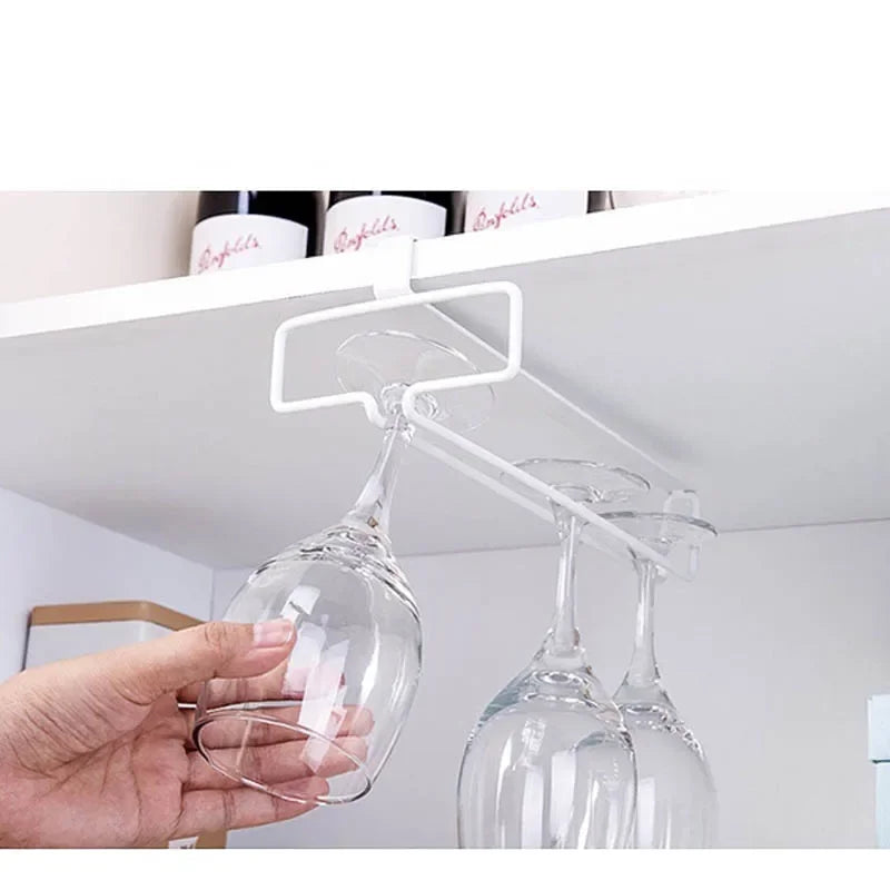 No Drilling Metal Wine Glass Holder - Stemware Rack for Under Cabinet Storage Kitchen Organization Kitchen/Bar Storage Supplies