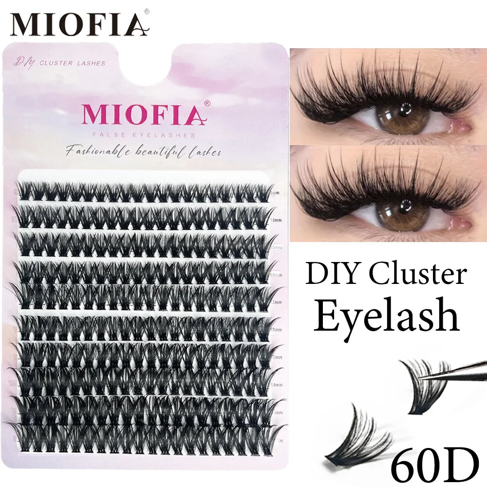 MIOFIA 30D/40D/60D/80D Fluffy Thick Individual Cluster Lashes C/D Curl 8-16mm Mixed Tray Natural Eyelash Extension Makeup Lashes
