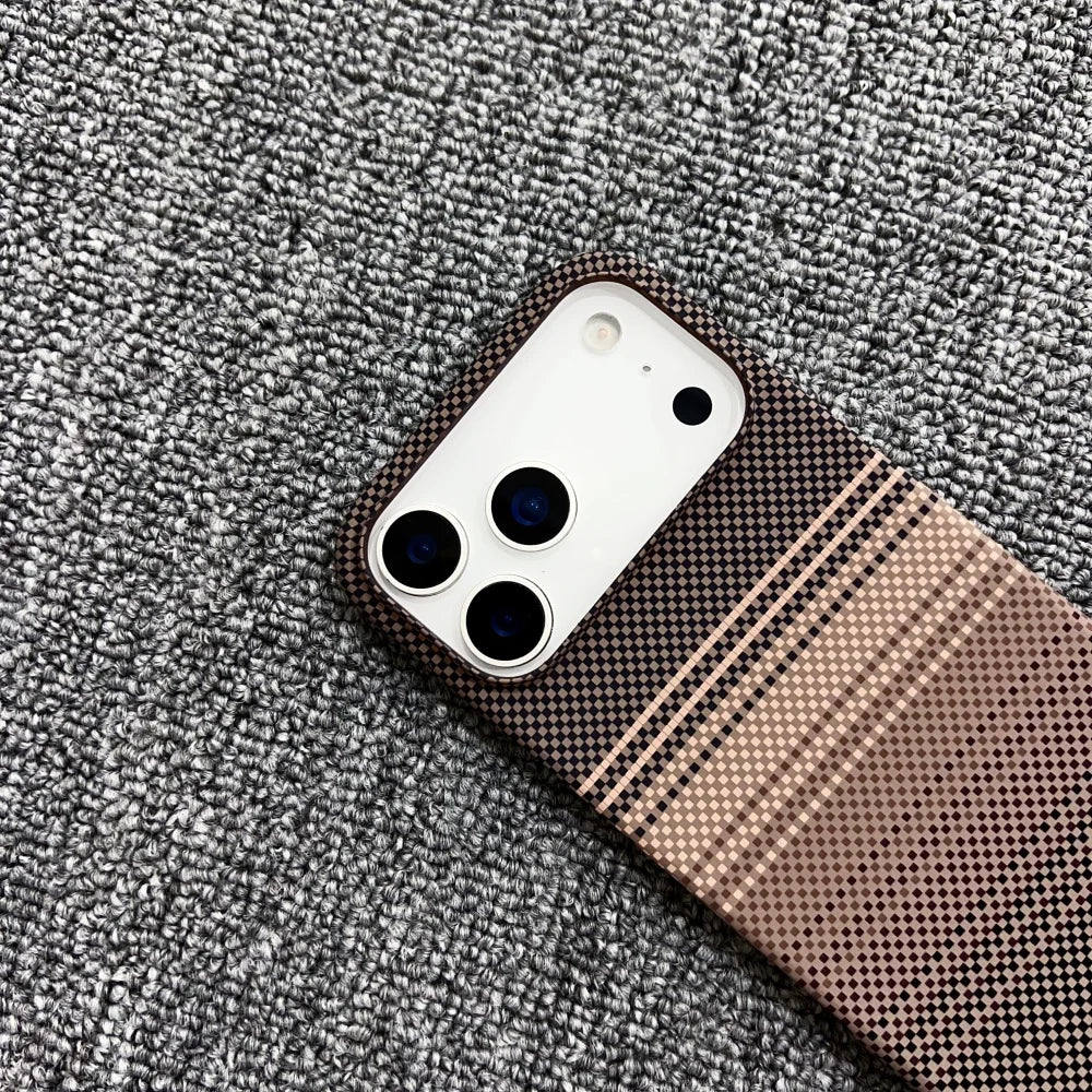 Luxury Slim Carbon Fibre Texture Magnetic Charging Case For iPhone 17 Air 16 Plus 15 14 13 12 Pro Max Half-pack Protect PC Cover