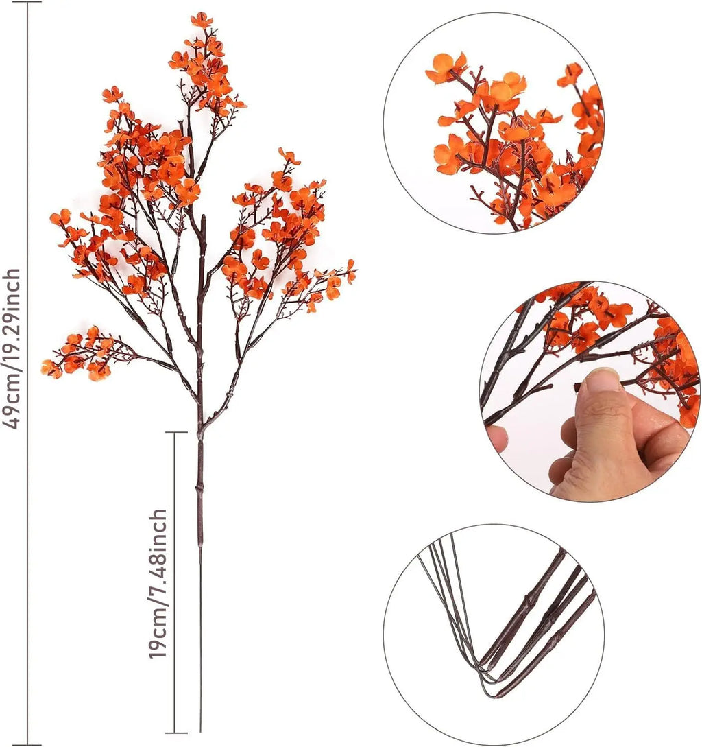 3pcs Baby Breathable Artificial Flowers, Silk Plants for Autumn Halloween Decor, Perfect Seasonal Home Decorations