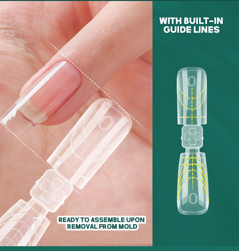 Nailpop 150pcs Dual Nail Forms Square Coffin Reusable Extension Molds Gel Builder Tips 15 Sizes Double Ended Pro Salon Nail Art