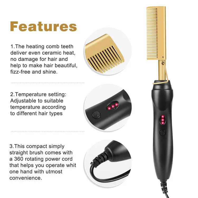 1 set of Hot Comb Hair Straightener Brush Hot Comb Pressing Electric Heat electric hair brushes Styling Tools