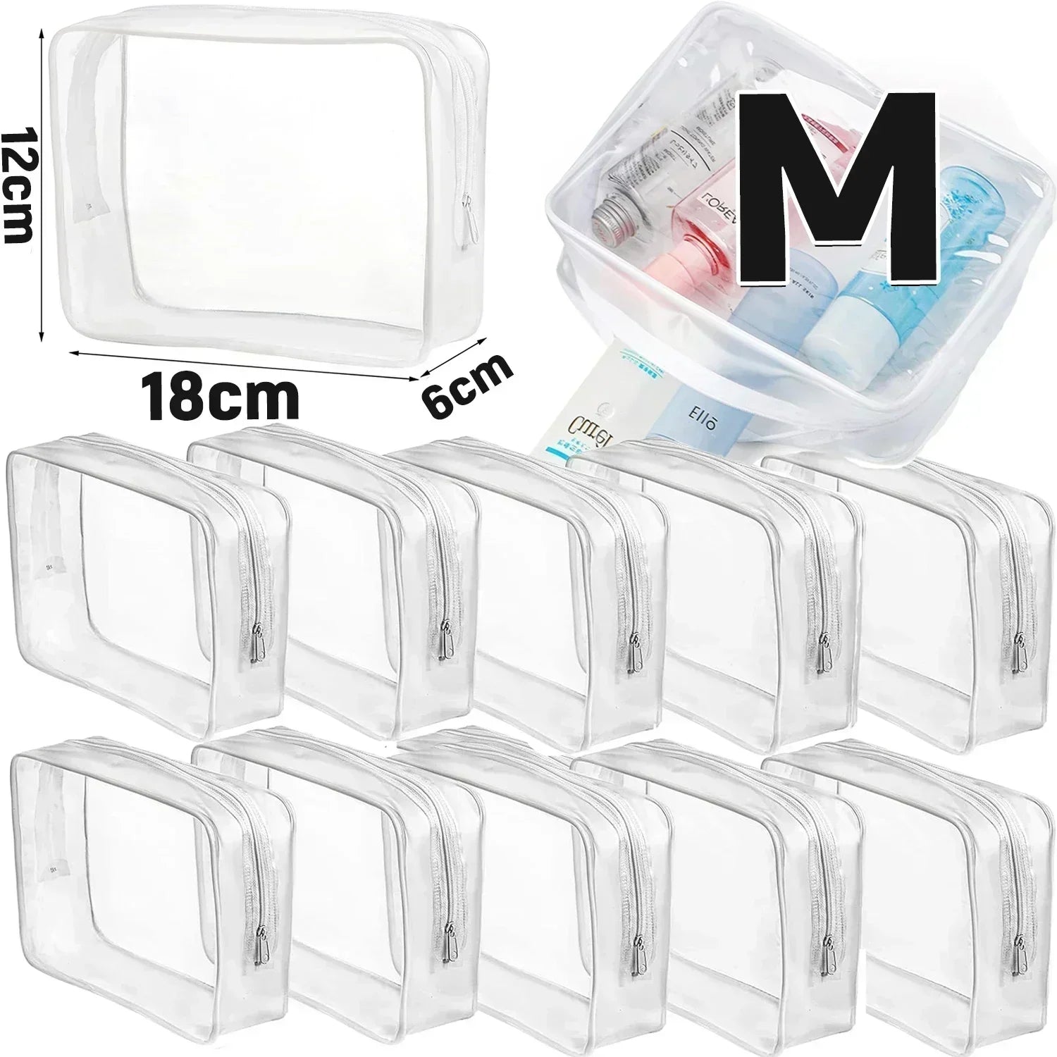 1/20pcs Transparent PVC Storage Travel Organizer Clear Makeup Bag Beautician Cosmetic Bag Beauty Case Toiletry Bag Wash Bags