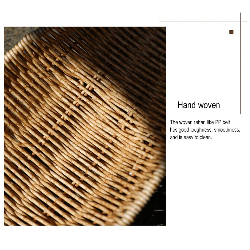 Decorative Imitation Rattan Baskets Bread Fruit Wicker Serving Tray Handwoven Plate Tray French Fries Boats Storage Bowls Platte