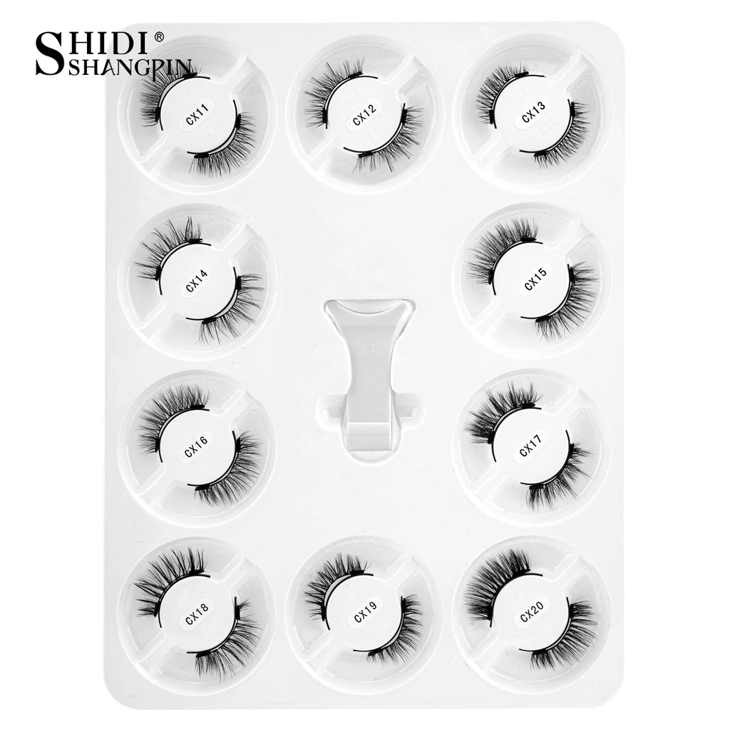 Magnetic Lashes Kit With Curler 10 pairs Reusable Fluffy Natural Magnetic Mink False Eyelashes Waterproof No Glue Needed Makeup