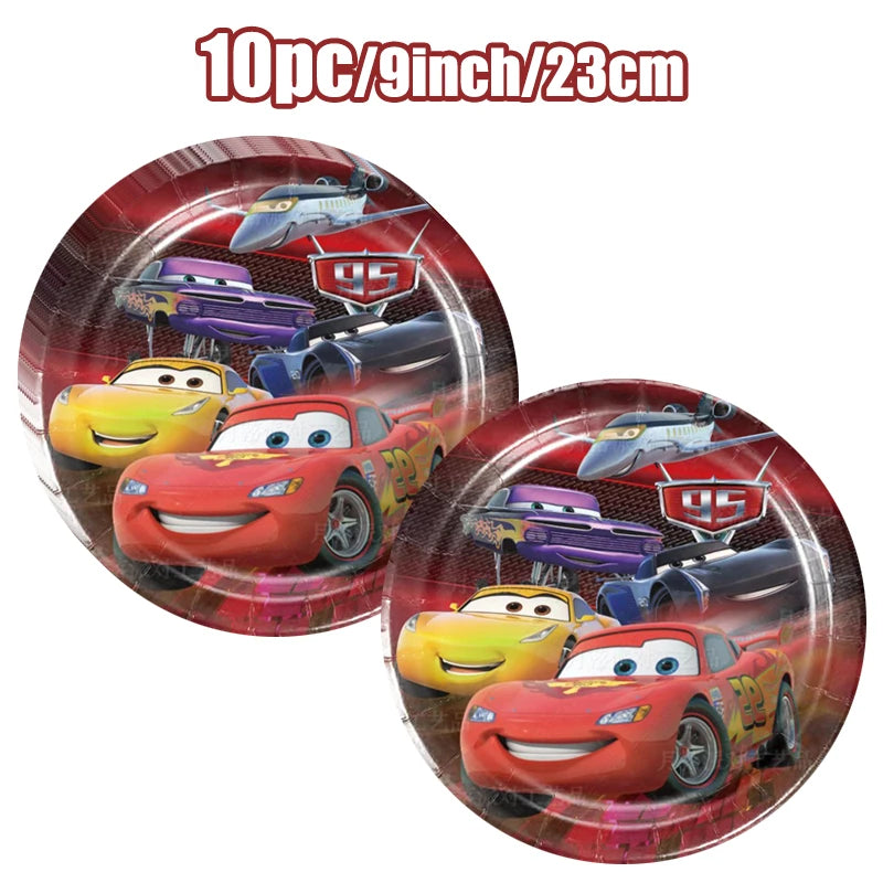 Disney Cars Birthday Decoration Cartoon Lightning Mcqueen Party Paper Plates Napkins Cups Balloon Event Supplies Baby Shower Kid