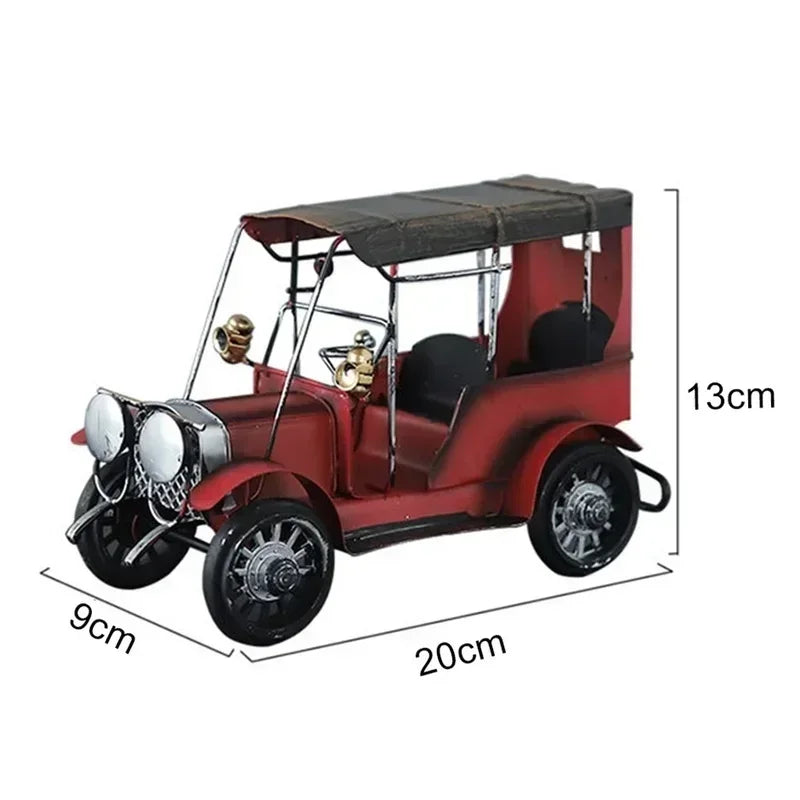Retro Nostalgic Tin Antique Car Model Art Creative Home Decoration Accessories Desktop Ornaments Childrens Toys Gifts