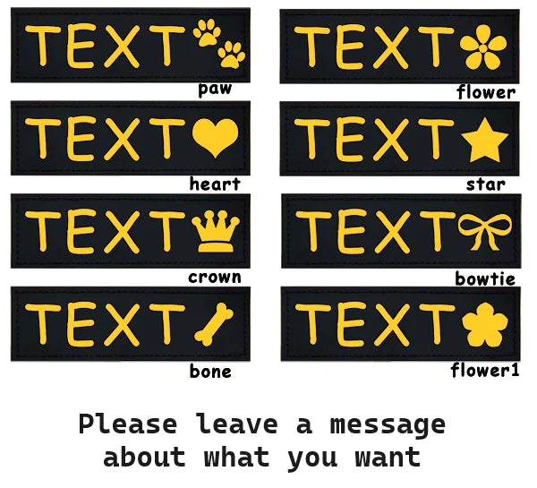 2 PCS Personalized Dog Name Labels Colorful Pattern Pet Harness Custom Tag Removed Stickers ID Dog Chest Strap Vest Collar Tag