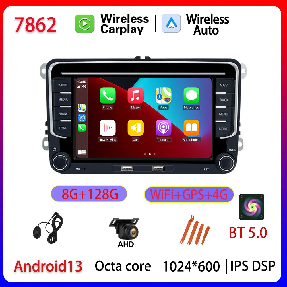 Android 13 7 inch Car Radio Multimedia Player For VW Golf 5 6/Polo 6R Carplay GPS BT WIFI Wireless CarPlay Android Auto