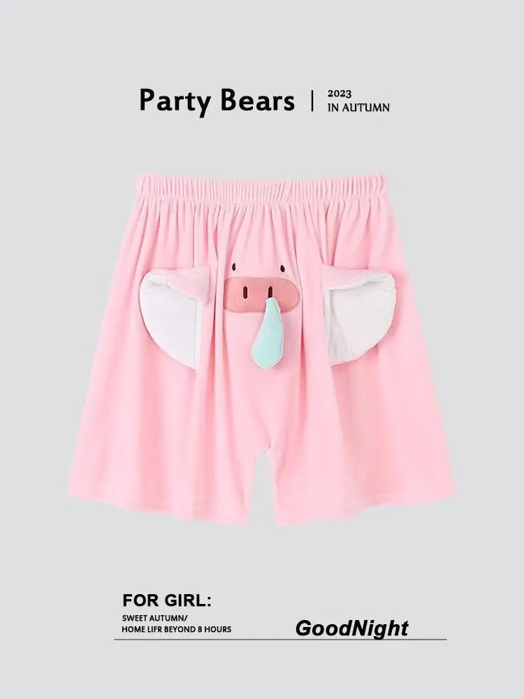 New Squeaky Elephant Shorts Pajama Pants Slit Men's Summer Cute Quirky Loose Pajamas Homewear Suit Leisure Pants