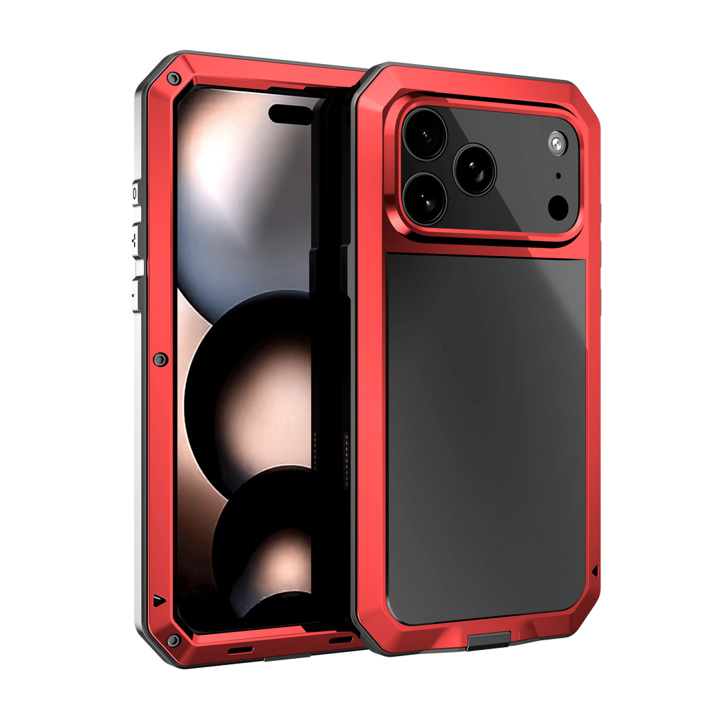 For iPhone 17 Pro Max iPhone Air 17 Pro Metal Case, Heavy Duty Shockproof Tough Rugged Case with Built-in Glass Screen Protector