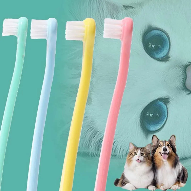 1pc/5pcs Pet Toothbrush Dog Cat Plastic Toothbrush Removing Bad Breath Tartar Cleaning Mouth Pet Dental Care Dog Accessories