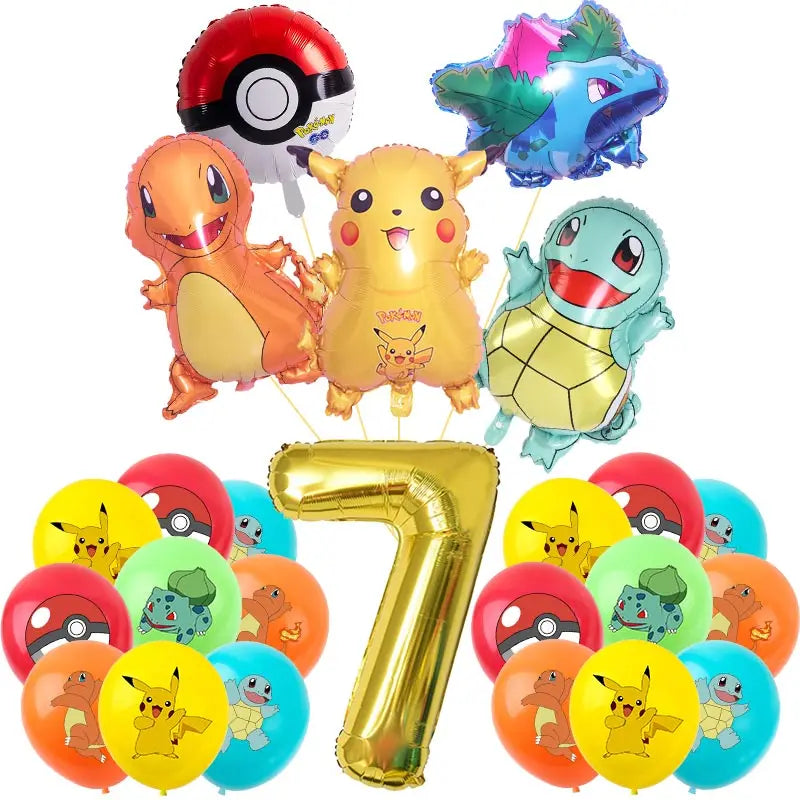 Pokemon Theme Birthday Party Decoration Supplies Cartoon Pokemon Go Tableware Cups Plates Pikachu Balloon For Baby Shower Favors