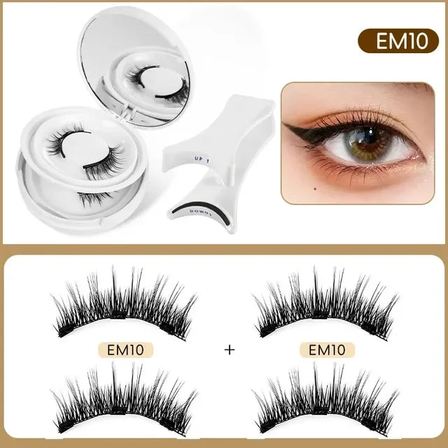 2pairs Magnetic False Eyelashes New Style Glue-Free Mink False Eyelashes Natural Nude Makeup With Mirror Reusable Beauty