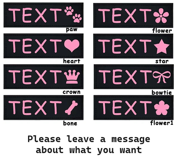 2 PCS Personalized Dog Name Labels Colorful Pattern Pet Harness Custom Tag Removed Stickers ID Dog Chest Strap Vest Collar Tag