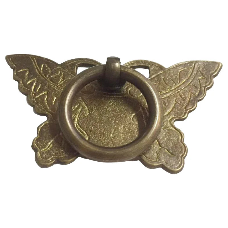 1Set Vintage Brass Kitchen Furniture Bronze Handles Decorative Copper Butterfly Shape Drawer Pull Cabinet Handle for Wood Door