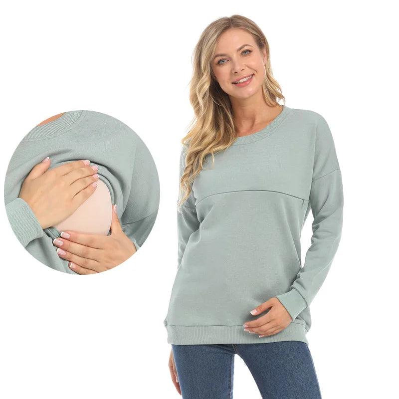 Big Size Autumn Winter Maternity Clothes Hoodies Cotton Long Sleeve Nursing Top Breastfeeding Clothes Sweater for Pregnant Women