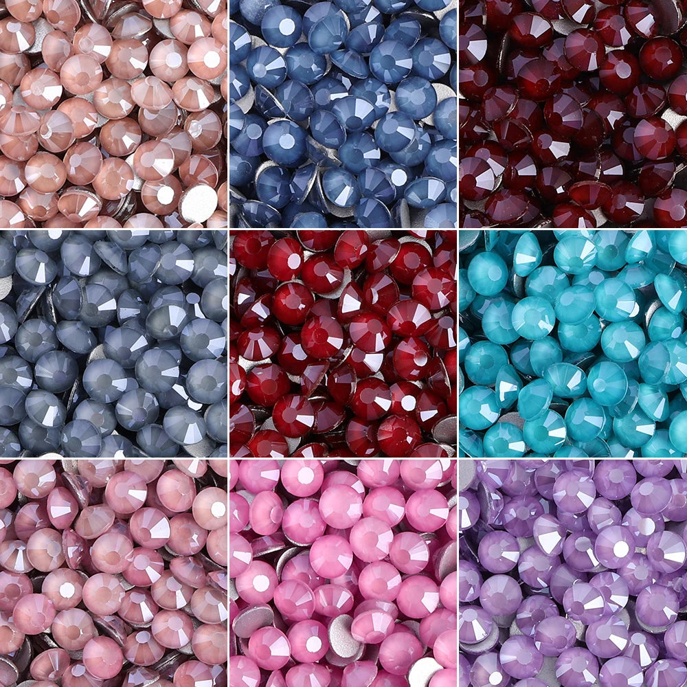 SS6-SS30 Mocha Non Hotfix Glass Rhinestone Glitter Flatback Crystals Stones Sliver Base Nail Gems Diamond Strass Nail Accessory