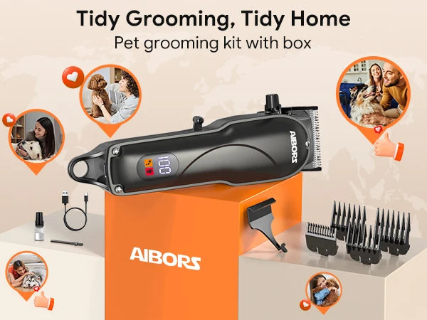 AIBORS Dog Trimmer Clipper Professional Pet Hair Cut Grooming Electronic Puppy Beauty Machine for Cat Dog Labrador Corgi