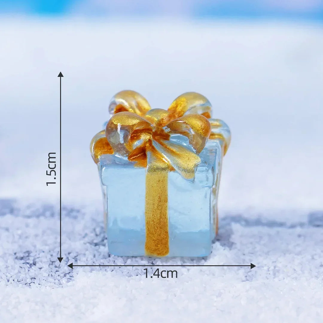 Christmas Luminous Gift Box Figurines DIY Decoration Micro Landscape Xmas Creative Luminous Small Figurines & Miniatures
