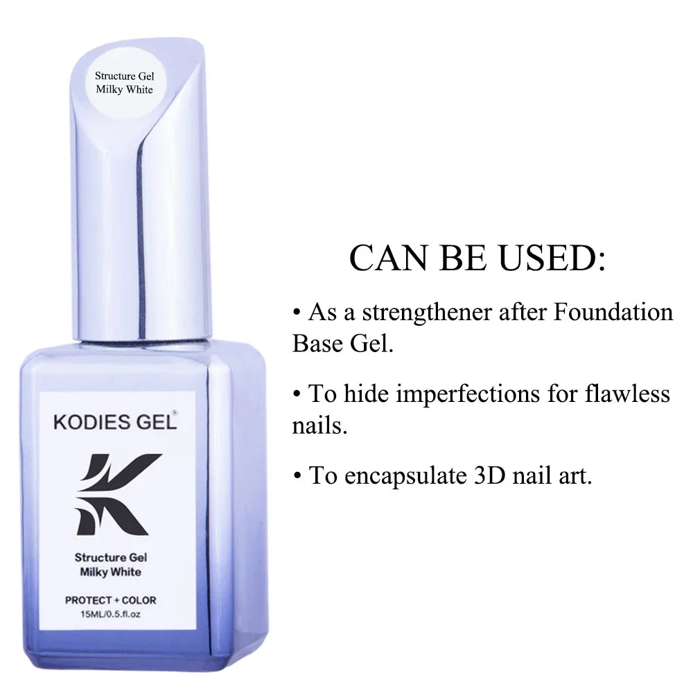 KODIES GEL Milky White Gel Polish Structure Rubber Base Gel Nail Polish 2 IN 1 Milk Opal Semi Permanent Primer Gellak Manicure