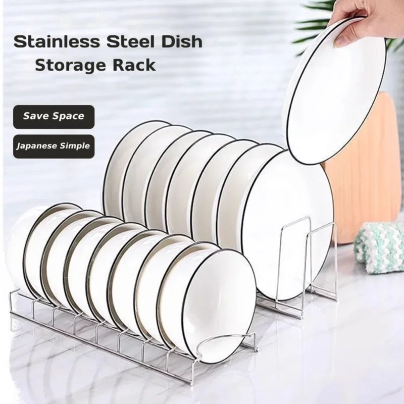 Stainless Steel Dish Storage Rack Lid Holder for Kitchen Cabinet Dining Room Restaurant Utensils Drainer Rack Multipurpose Plate