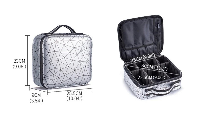 Female PU Leather Profession Makeup Case Nail Tool Suitcase For Women Cosmetics Box Beautician Cosmetics Organizer Storage Case