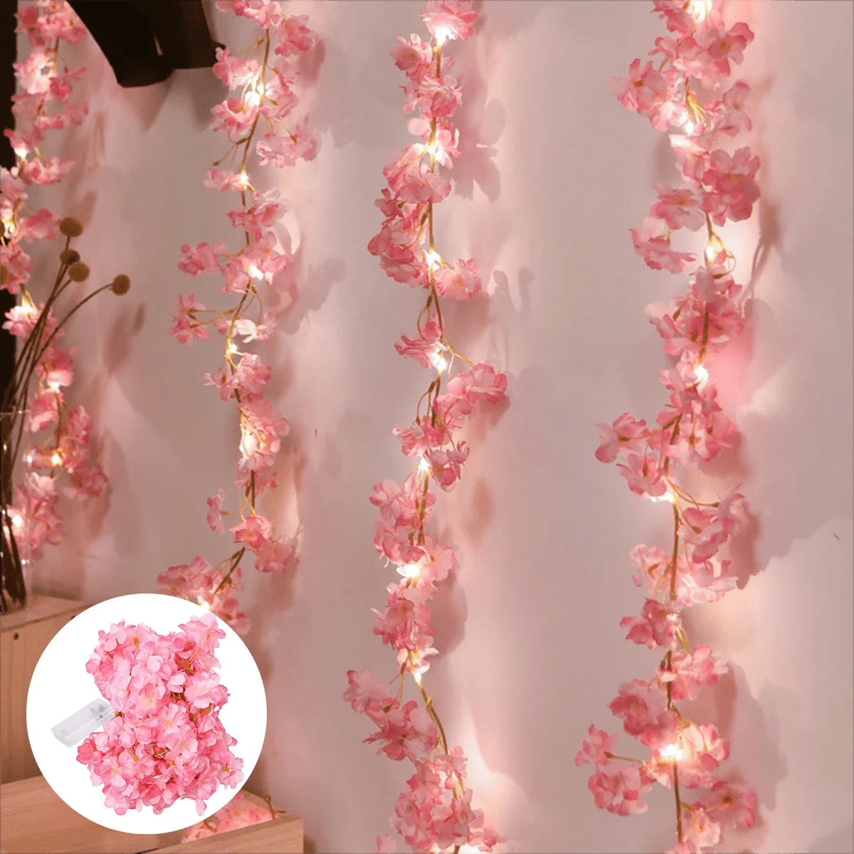 LED Rose Flower Cherry Blossom String Lights Warm White Fairy Lamp Decorative Light for Mother’s Day Wedding Party Garden Decor
