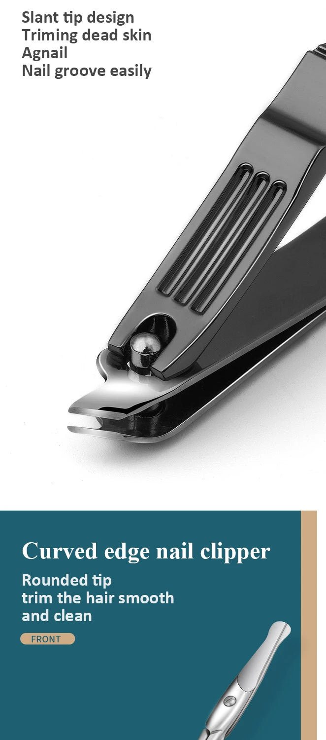 Manicure Set With Morandi Grey Top-Grade Full Grain Cow Leather Packaging Nail Clipper Kits Perfect Gift Friends Family