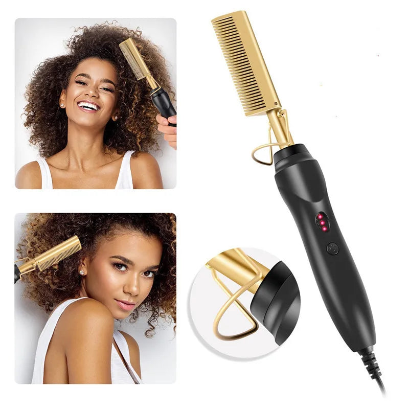 1 set of Hot Comb Hair Straightener Brush Hot Comb Pressing Electric Heat electric hair brushes Styling Tools