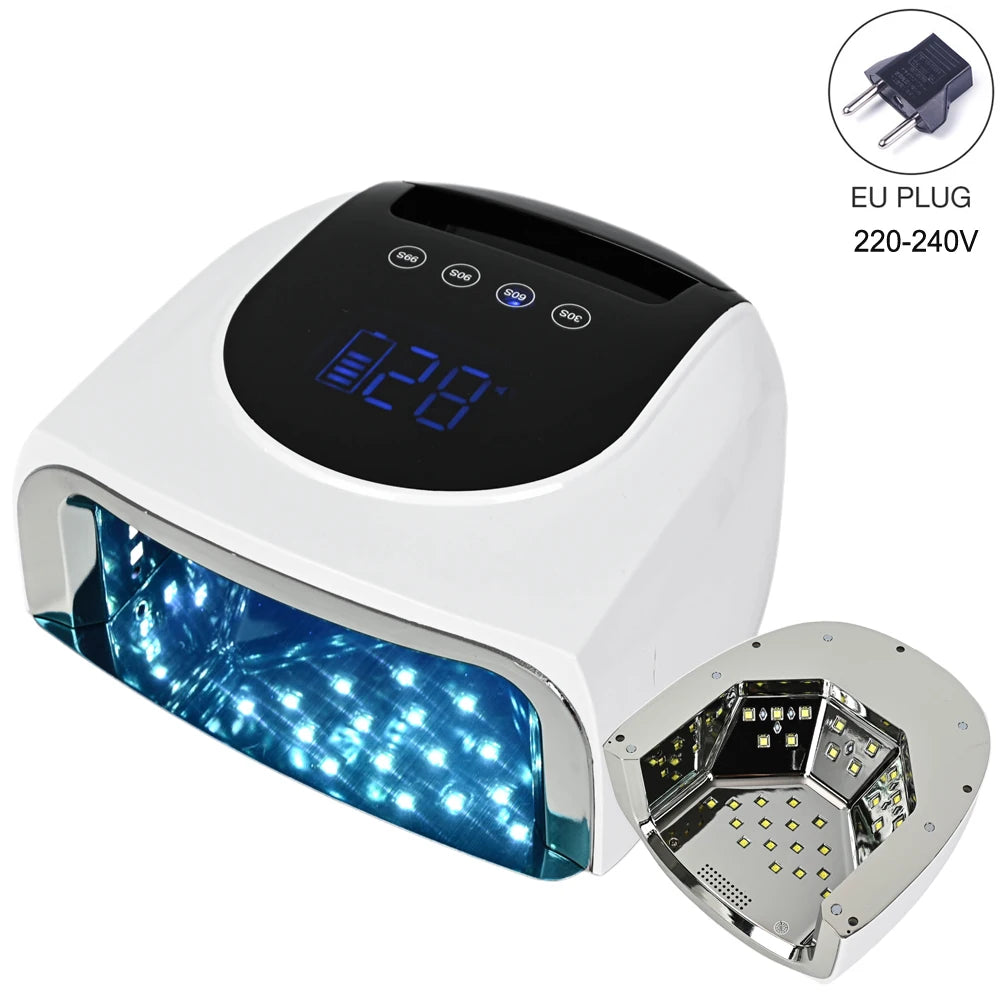 Rechargeable 96W Nail Lamp with Mirror Reflective Base Gel Polish Dryer Manicure Machine UV Light for Nails Nail UV LED Lamp