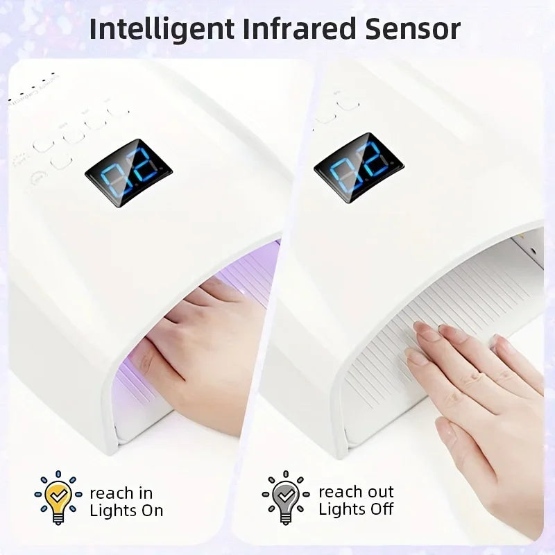 Rechargeable UV LED Nail Lamp 66W Lamp for Manicure with LCD Screen 4 Timer Settings Nail Art Manicure Tools for Home and Salon