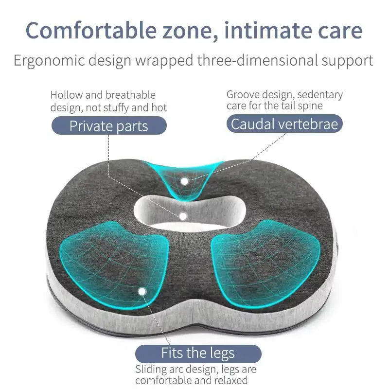Memory Foam Office Chair Cushion Car Seat Support Waist Pillow Massage Lumbar Orthopedic Pillow Buttock Coccyx Cushion Back Pads