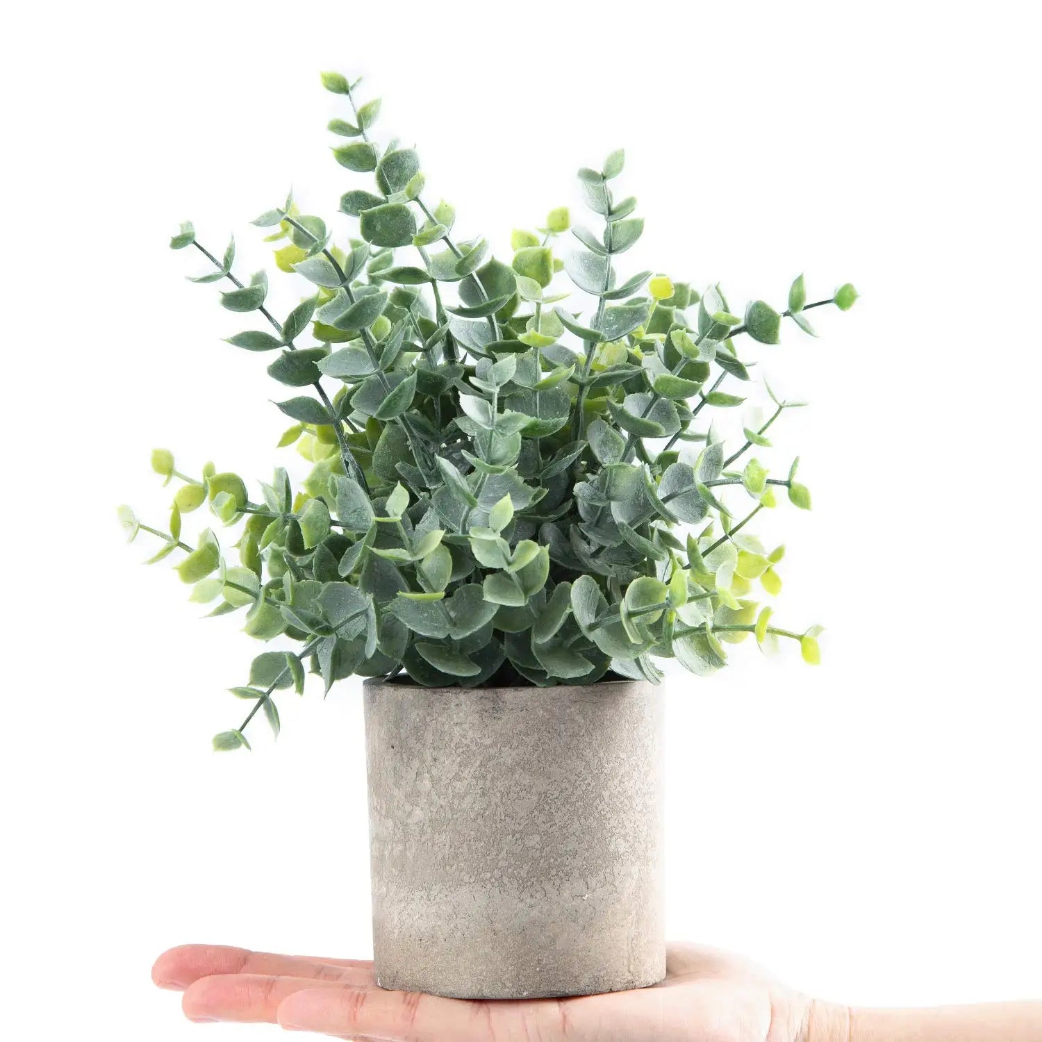 2 Pack Small Fake Plants Eucalyptus Potted Artificial Plants for Shelf Desk Home Bathroom Farmhouse Room Coffee Table Decor