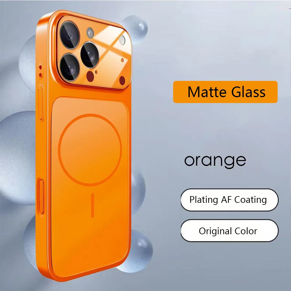 Original Glass Nano Matte For Magsafe Wireless Charging Armor Phone Case For iPhone 17 16 15 14 13 Pro Max 17 Air Magnetic Cover