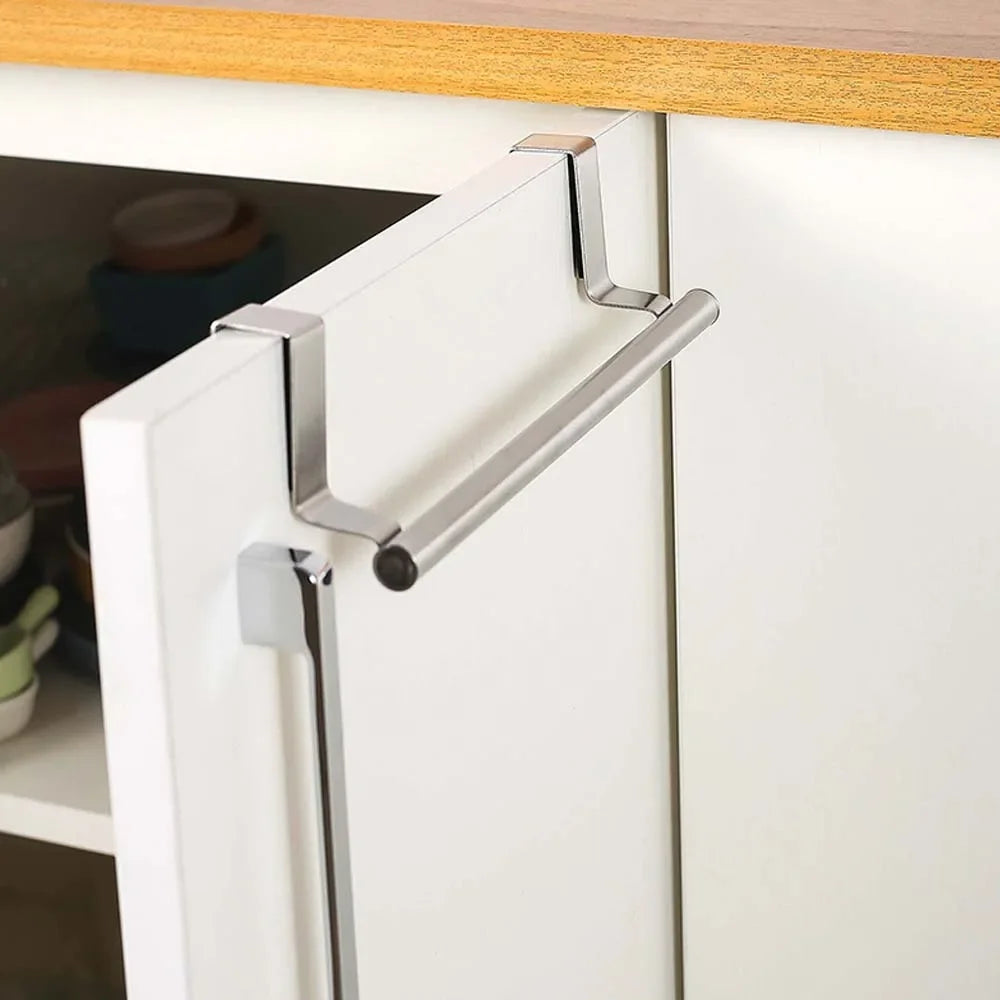 Towel Rack Over Door Towel Bar Hanging Holder Stainless Steel Kitchen Cabinet Bathroom Towel Rag Rack Home Organizer Hanger