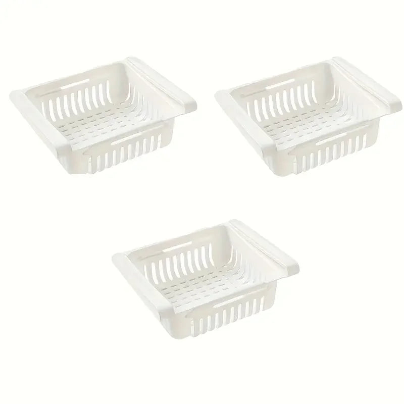 Expandable Kitchen Refrigerator Storage Rack Multifunctional Drawer Storage Basket with Drainage Function