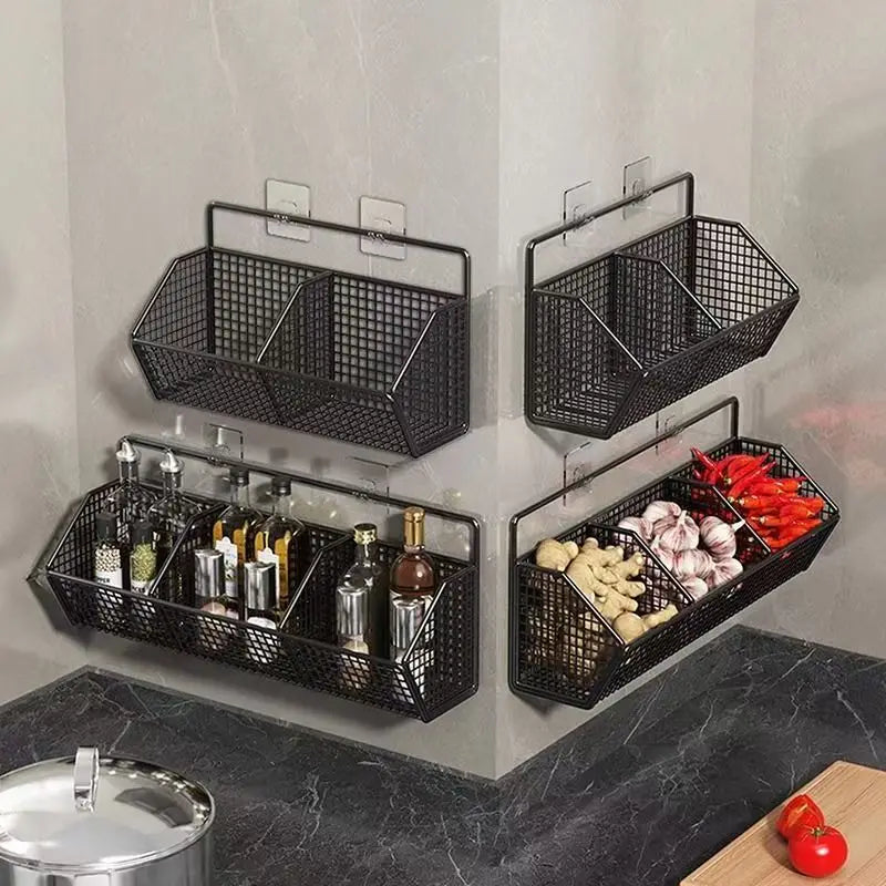 Kitchen Wall Hanging Storage Rack Multi-functional Onion Ginger Garlic Storage Rack Storage Box Basket Vegetable Basket